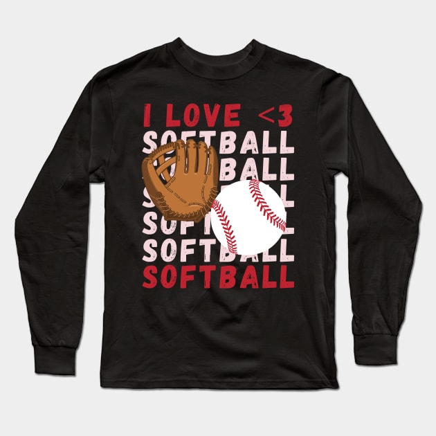 I love Softball My Favorite Softball Player Calls Me Mom Gift for Softball Long Sleeve T-Shirt by BoogieCreates